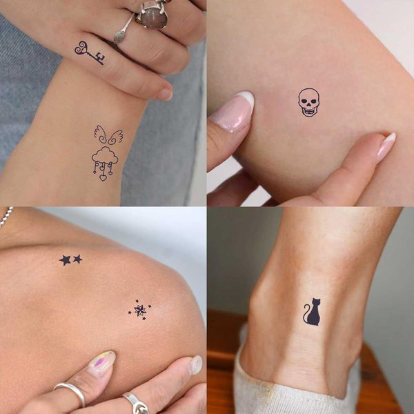 30 Sheets 480Pcs Tiny Small Stickers Temporary Tattoos with Plant Herbal For Women Men Finger Hands, Cartoon Fake Tattoo Stickers For Kids, Black Small Waterproof Tatoos Stickers For Adult Kids Q625C