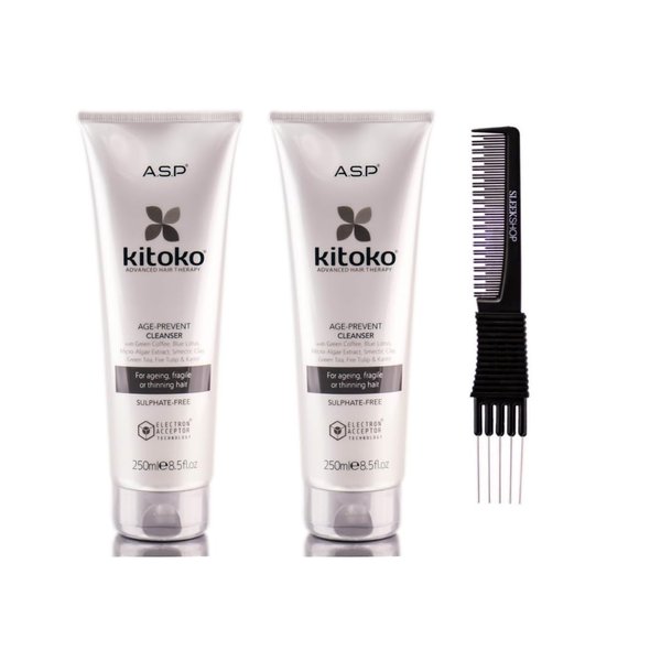 yper Asp Kitoko Age Prevent Cleanser (8.5 oz) with Teasing Comb Pack 2