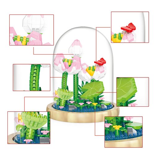 Dookok Flower Bouquet Building Set, Mini Bricks Building Blocks Artificial Flowers, DIY Decoration Home, 659 Pieces Botanical Collection Building Toys for Adult Kids Gift, Lotus