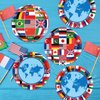 Wiooffen 80Pcs International World Flags Plates Around the World Globe Party Tableware Decorations International Flags 7'' Paper Cake Dessert Dinner Plates for Travel Trip Retirement Party Supplies