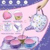 Tea Party Set for Little Girls,PRE-WORLD Princess Tea Time Toy with Food Sweet Treats Playsets,Dress Up Accessories Cloak Necklace Bracelet Jewelry Set, Kids Kitchen Pretend Play for Girls Age 3-6