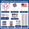 DysanVica 136PCS 4th of July Accessories - Patriotic Party Favors Fourth of July Decoration Supplies Headband Shutter Glasses Tattoo Sticker Necklace Flag American Memorial Independence Day USA Themed