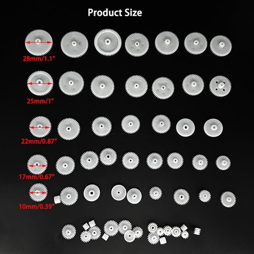 58PCS Small Gears Set Plastic Gears Module 0.5 for DC Motor DIY Model Toys RC Car Robot