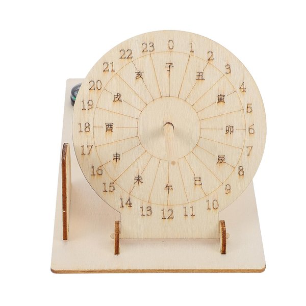 Sundial Clock Wooden Clocks Building Kit Model Clock Equatorial Sundial Clock Teaching Clock Wooden Scientific Model Aid Educational for Students Kids Clock