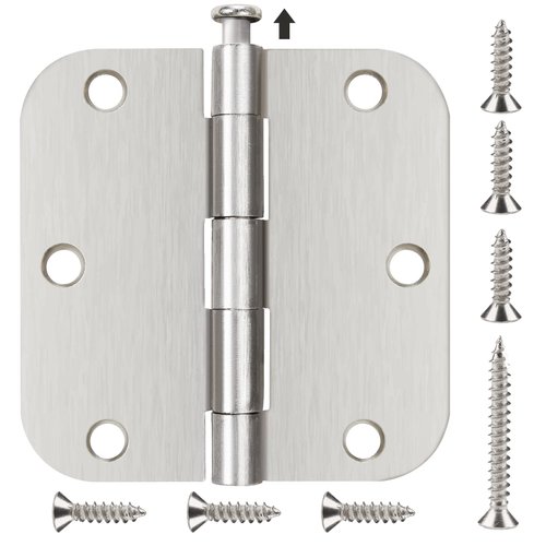 6 Pack Nickel Door Hinges Brushed Nickel 3-1/2 Interior Door Hinges Satin Nickel 3.5 Inch x 3.5"with 5/8"Radius Corners 3 ½"Silver Bedroom Residential Doors for Hinges Flat Indoor Door Hinge Hardware