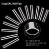 XXXL No C Curve Square Nail Tips, 600PCS Clear Nail Tips for Acrylic Nails Professional, Straight Tapered Square Nails Tips 3XL Extra Long Acrylic Nail Tips Half Cover French Nails for Women 12 Sizes