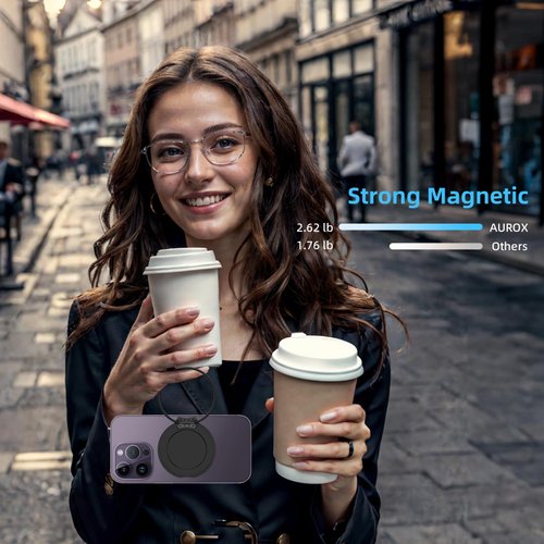 AUROX Phone Grip Magnetic Base R Stand Compatible with PopSocket, Magnetic Desk Phone Stand, Socket Grip Base for iPhone 16/15/14/13/12 Series & for MagSafe Case, Compact Makeup Mirror, Blue