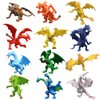 4 Inch Realistic Detail Dragon Toy Set with Gift Box, 12 Pcs Mini Dragon Figure in and Styles, Dragon Theme Party Favors Toy for Kids, Goody Bag Filler, Bulk Gifts, Cake Toppers