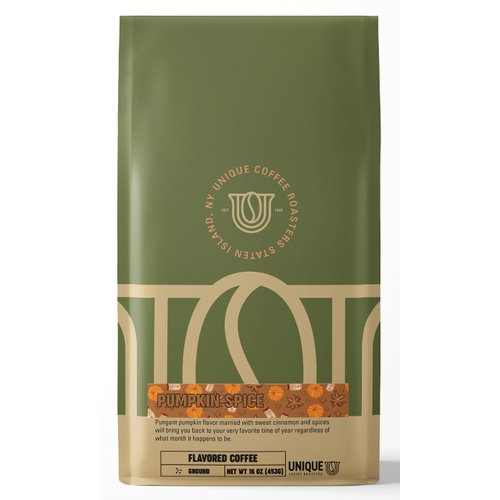 Pumpkin Spice Flavored Ground Coffee, 1 LB (16 oz) bag, Medium Roast, 100% Arabica Premium Quality Flavor