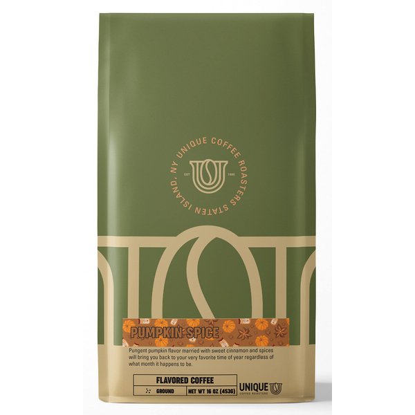 Pumpkin Spice Flavored Ground Coffee, 1 LB (16 oz) bag, Medium Roast, 100% Arabica Premium Quality Flavor