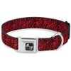 Dog Collar Seatbelt Buckle Zebra 2 Red 16 to 23 Inches 1.5 Inch Wide