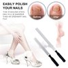 TDGBIH 2 PCS Toe Nail Files for Thick Nails Robust Stainless Steel Nail File Fingernail Files with Anti-Slip Handle 4 Sides,Nail Files for Men Seniors & Dogs