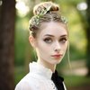 LLinfflr Boho Flower Headband Bridal Flower Crown Hair Wreath Floral Headpiece Halo Party Prom Wedding Photos Green