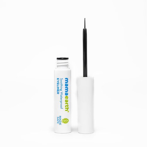 MAMAEARTH Soothing Waterproof Eyeliner | 10 Hour Long Stay | Nourishing with Almond & Castor Oil | Smudge Proof & Quick-Drying Formula | 0.12 Fl Oz/3.5ml
