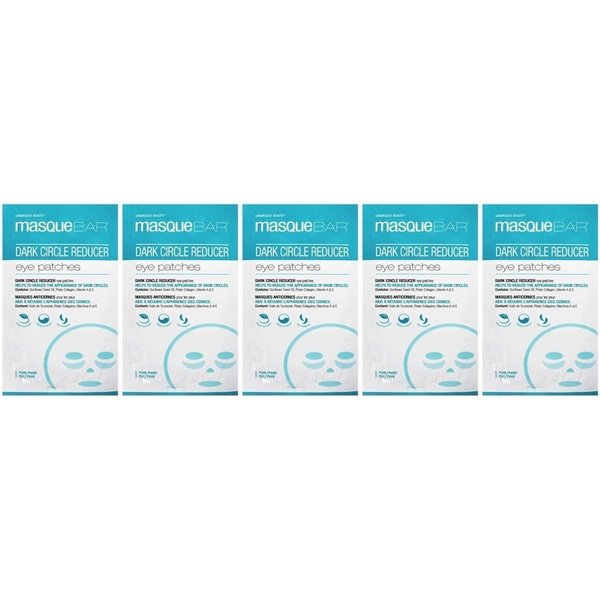 masque BAR Eye Mask Patches Dark Circle Reducer (5 Pairs) — Korean Under Eye Skin Care Treatment — Diminishes the Appearance of Under Eye Dark Circles & Prevents Premature Signs of Aging — Moisturizes