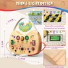 UdoUto Montessori Busy Board for Toddlers 1-3, Wooden Busy Board with LED Light, Switch Board Car Ride Airplane Travel Toys, Christmas Birthday Gifts for 1 2 3 Year Old Boys Girls