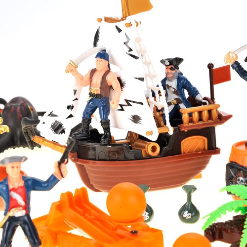 PowerTRC Pirate Action Figures with Pirates, Sea Monsters, Boats, Treasure Chests, Cannons and Figurines Playset for Kids