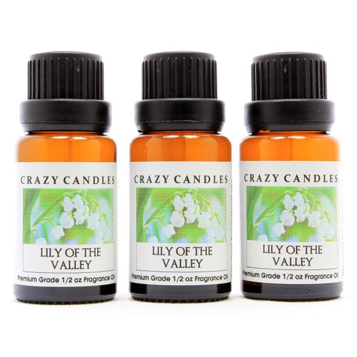 Crazy Candles Lily of The Valley (Made in USA) 3 Bottles 1/2 Fl Oz Each (15ml) Premium Grade Scented Fragrance Oil