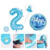 APINWIN Blue Black Boss 2nd Birthday Party Decorations for Boy, Boss Theme Baby 2 Years Old Birthday Decorations, Boss Cake Topper, Boss Boy Two Years Old Birthday Party Favor Balloons