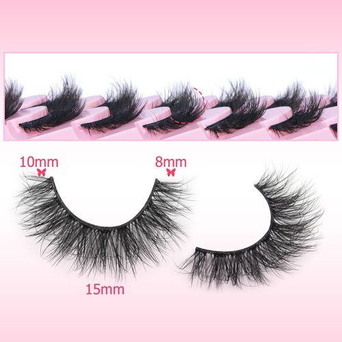 FANXITON Wispy False Eyelashes Natural Look Short Mink Lashes Fluffy Curly 3D Faux Mink Eyelashes 7 Pairs Pack