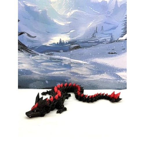 Crystal Dragon, 3D Printed Articulated Black and Red Crystal Dragon, Fidget ADHD Autism Toy, Executive Desk Toy D022-DR