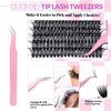 Qiveaory DIY Lash Extension Kit 720pcs Individual Lashes Clusters D Curl Eyelash Extension Kit with Lash Bond and Seal, Eyelash Remover Tweezers Brush(10-18mm,30D+40D+50D+60D) Lash Books DIY at Home