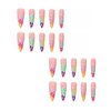 Long Press on Nails Almond Fake Nails Colour Flower Glue on Nails Design Summer False Nails Set Full Cover Artificial Nails Acrylic Manicure for Women and Girls Glossy Manicure Decoration 24pcs
