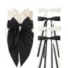 CUBACO 6PCS Hair Bow Clips for Women, Alligator Ribbon Hair Silky Satin Barrettes for Women Kawaii Accessories Bow Clips for Long Thick Hair for Girls Suitable for Birthday Gift (Beige Black)