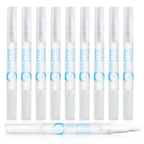 Whiter Image Mini Togo Teeth Whitening Pen 10 Pack, Erases Teeth Stains and Strengthens Enamel, Restorative Serum Gel That Reverses Enamel Damage from Bleaching On The Go for Up to 150 Applications
