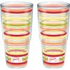 Tervis Made in USA Double Walled Fiesta Insulated Tumbler Cup Keeps Drinks Cold & Hot, 24oz - 2pk, Sunny Stripes