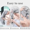 myHomeBody Hair Drying Towel, Hair Wrap Towel, Quick Dry Towel, Hair Towel Wrap for Women Long Hair, Hair Towels for Women, Hair Turbans for Wet Hair with Strap, Gray