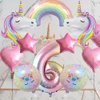 Unicorn Balloons Unicorn Birthday Party Decorations for Girls Foil Balloons Set Macaron and Rainbow Balloon Wedding Baby Shower Party Supplie (number 6)