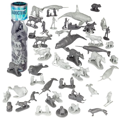 Arctic Animals Action Figure Playset- 48pc Cold Weather Winter Climate Adventure Toy Figures with Polar Bears, Seals, Penguins & More- Great for Pretend Play, Dioramas, Stocking Stuffers & Xmas Gifts