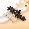 Teyglen Crystal Bride Wedding Hair Comb Full Rhinestone Side Hair Comb Black Hair Pieces Bridal Black Headpieces Hair Accessories for Women Girl(Black)