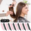 Yoande 12 Pcs C Curved Combs Parting Comb for Braids Hair Rat Tail Combs for Parting Hair Heat Resistant Teasing Comb with Stainless Steel Pintail for Women, Pink, Black