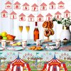 172 Pcs Carnival Party Decorations Set Circus Carnival Party Supplies Circus Tableware Happy Birthday Banners Plates Cups Napkins Tablecloth for Kids Birthday Carnival Party Decorations Supplies