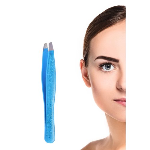 Eyebrow Tweezers - 1 Pc Professional Stainless Steel Tweezer for Facial Hair Removal- Eyebrow Tweezers for Women and Men - Professional eye brow twizzers and trimmer. (Blue)