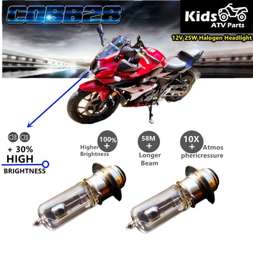 (Set of 2) 12V 35W Halogen Headlight Head Light Bulb for Scooter ATV Moped Quad Go Kart Motorcycle 4 Wheeler Dune Buggy Sandrail Taotao Sunl Coolster Roketa Jonway