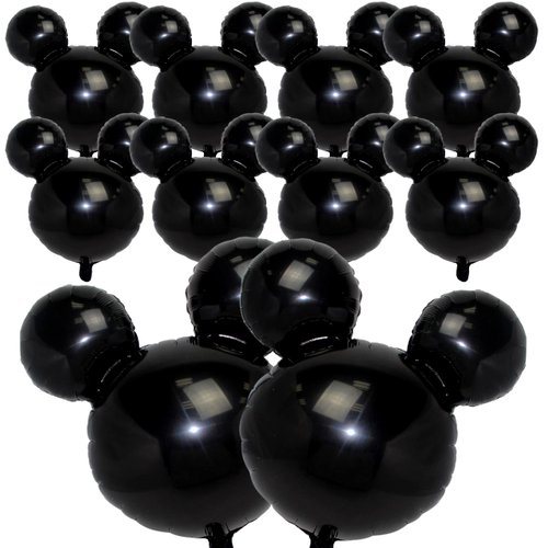 10 PCS Black Mouse Head Foil Balloons For Kids 24" Mouse Mylar Balloons for 1st Birthday Mouse Head for Kids Birthday Party Decoration Mouse Birthday Party Supplies