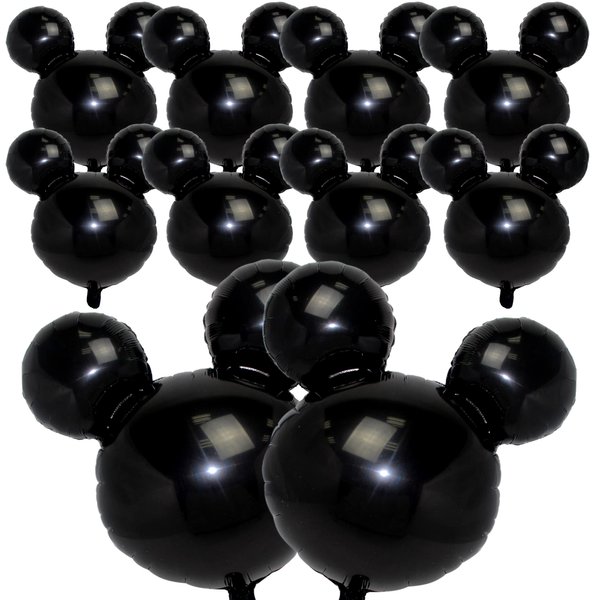 10 PCS Black Mouse Head Foil Balloons For Kids 24" Mouse Mylar Balloons for 1st Birthday Mouse Head for Kids Birthday Party Decoration Mouse Birthday Party Supplies