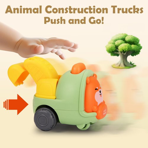 Baby Animal Pull Back and Go Truck Toys, Cars Toys for 1, 2, 3 Year Old Boys, Girls, Birthday Gifts for Toddlers, Preschools, Kids, Colorful 6 Pack