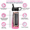 HYDRO CELL Stainless Steel Insulated Water Bottle with Straw - For Cold & Hot Drinks - Metal Vacuum Flask with Screw Cap and Modern Leakproof Sport Thermos for Kids & Adults (White/Pink 18oz)