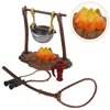 TOYANDONA 1 Set Dollhouse Stove Kitchen Furniture Miniature Hanging Stove Tea Kettle, Fairy Garden Camping Accessories Pretend Play Toys Bonfire Figurine Micro Landscape