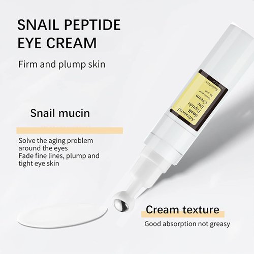 Easilydays Snail Peptide Advanced Under Eye Cream for Dark Circles, with 360° Massage Ball Reduces Wrinkles &Fine Lines, Eye Essence Roll-On, Firms, Moisturizes, and Tightens Puffy Eyes for Men&Women