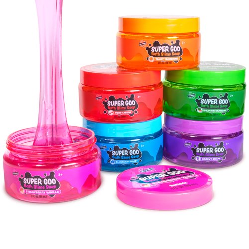 Tub Works® Super Goo Bath Slime™ Kids Soap Bath Toy, 6 Pack | Stretchy, Squishy Slime Soap for Kids Bath | Fresh, Fruity Scents | Nontoxic | Sensory Fun Kids & Toddler Bath Toys