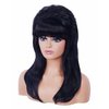 Gerulyss Retro Black Wig for 50S 60S 70S Beehive Long Wavy Wig for Women with Bangs Big Bouffant Costume Wig for Halloween,Party,Daily Use
