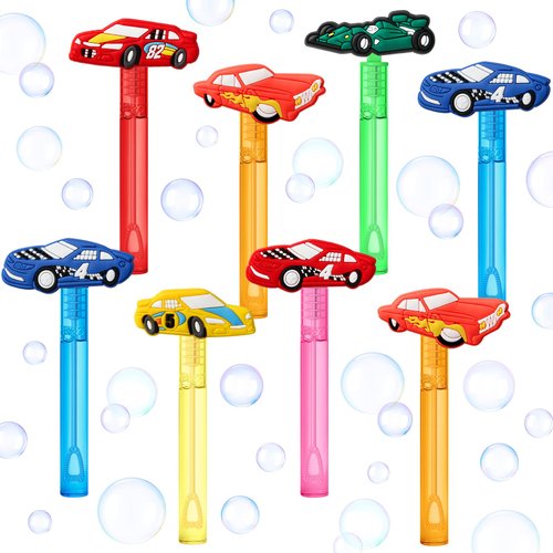 AMFZON 24Pcs Race Car Party Favors Bubble Wands for Kids, Racecar Wheels Mini Bubbles Wand Toys, ...