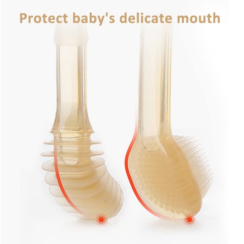 SHARE&CARE Baby Toothbrush and Baby Tongue Cleaner for Toddler Oral Care, Soft Silicone Toothbrush