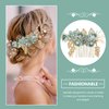Bride Wedding Hair Accessories: Pearl Flower Hair Comb Rhinestone Hair Piece Bridal Headpiece for Women and Girls, Green