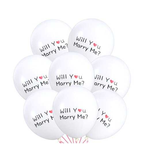 JHere Will You Marry Me White Latex Balloons for Romantic Surprise Party Balloons, Propose, Engagement, Wedding - Pack of 30, 12 inch